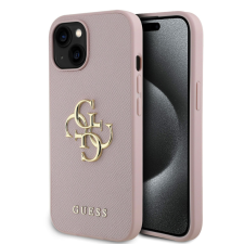 Guess PU Grained 4G Metal Logo Apple iPhone 15 hátlap tok, rózsaszín tok és táska