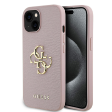 Guess PU Grained 4G Metal Logo Apple iPhone 16 hátlap tok, rózsaszín tok és táska