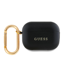 Guess PU Grained Classic Logo tok AirPods Pro 2 készülékhez fekete fülhallgató, fejhallgató tok
