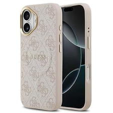 Guess PU Leather 4G Gold Frame MagSafe Zadní Kryt pro iPhone 17 Pink tok és táska