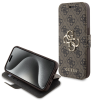 Guess PU Leather 4G Metal Logo Book Apple iPhone 15 Pro Max mágneses flip tok, barna