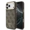 Guess PU Leather 4G Triangle Logo Gold Frame Apple iPhone 17 Pro Max MagSafe hátlap tok, barna