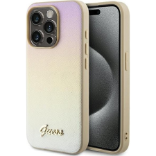 Guess PU Leather Iridescent Metal Script iPhone 15 Pro tok, arany (GSM180455) tok és táska