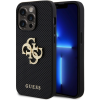 Guess PU Perforated 4G Glitter Metal Logo iPhone 15 Pro fekete tok - hátlap (GUHCP15LPSP4LGK)