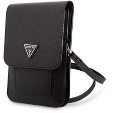 Guess PU Saffiano Triangle Logo Phone Bag Black tok tok és táska