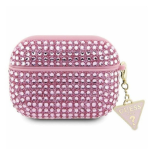 Guess Rhinestone Triangle Charm Apple AirPods Pro tok, rózsaszín fülhallgató, fejhallgató tok