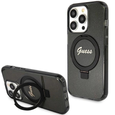 Guess Ring Stand Script Glitter MagSafe tok iPhone 15 Pro - fekete tok és táska