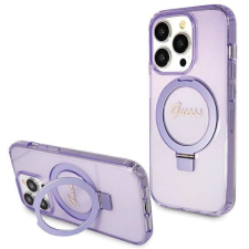 Guess Ring Stand Script Glitter MagSafe tok iPhone 15 Pro - lila tok és táska