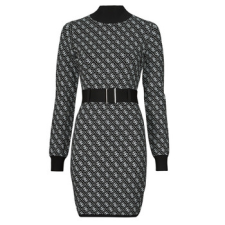 Guess Rövid ruhák LISE 4G LS BELTED DRESS SWTR Fekete EU XL női ruha