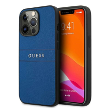 Guess Saffiano Metal Logo Stripes - telefontok iPhone 13 Pro Max kék tok és táska