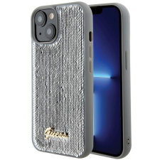 Guess Sequin Script fém tok iPhone 15 készülékhez - ezüst tok és táska