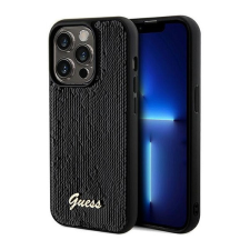 Guess Sequin Script Logo iPhone 14 Pro tok, fekete tok és táska