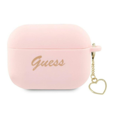 Guess Silicone Charm Heart Apple AirPods Pro 2 tok , rózsaszín fülhallgató, fejhallgató tok