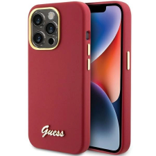 Guess Silicone Script Metal Logo & Frame tok iPhone 15 Pro - piros tok és táska