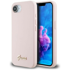 Guess Silicone Script Metal Logo Apple iPhone 16e MagSafe szilikon tok, rózsaszín tok és táska