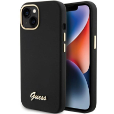Guess Szilikon Script fém logós és FRAME tok iPhone 15 - fekete tok és táska
