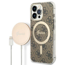 Guess tok+ töltő iPhone 13 Pro Max barna 4G Print MagSafe keménytok tok és táska