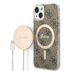 Guess tok+ töltő iPhone 14 Plus 6,7" barna 4G Print MagSafe keménytok