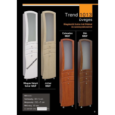  GUIDO TREND 1013 üveges Fürdőszobaszekrény 2 fiókkal és szennyeskosárral fürdőszoba bútor