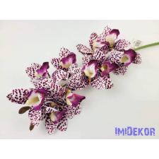  Gumis cymbidium 10 fejes orchidea ág 75 cm - Fehér--Lila Pöttyös dekoráció