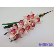 Gumis mű cymbidium orchidea levéllel 54cm - Rózsaszín Foltos dekorációs kellék