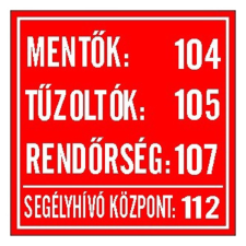 GUNGL DEKOR Matrica Mentő tűzoltó hívószámok piros "B" információs címke