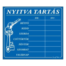 GUNGL DEKOR Piktogram Nyitva tartás /számokkal/ 7 napos kék információs címke