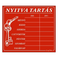 GUNGL DEKOR Piktogram nyitva tartás /számokkal/ 7 napos piros 010/ 1p információs címke