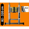 guteleiter Teleszkópos, kétágú létra, aluminium rögzítőgyűrűkkel, kinyitva 320 cm, összecsukva 82 cm magas. Multifunkciós, változtatható szárhosszú létra