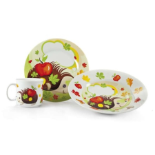 Gyerek étkészlet 3 db porcelán tányér és evőeszköz