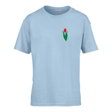  Gyerek póló Ovis jelel Tulipán mintával Világos kék 134 méret gyerek póló