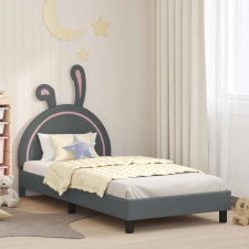  Gyerekágy kerettel fejtámlával Világosszürke 90 x 190 cm PU gyermekbútor