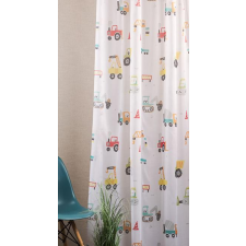 Gyerekmintás Autós fehér voila kész függöny markoló, traktor 250x340cm lakástextília