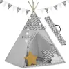  Gyereksátor, Nukido Tipi, fényfüzérrel, 120 x 120 x 165 cm, rózsaszín, 175 g/m2 pamut, fenyőfa rudak, 3 párna és szigetelő szőnyeg, hordtáska