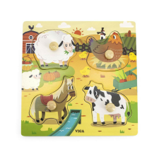 Gyermek fa puzzle Viga Farm 4 db puzzle, kirakós