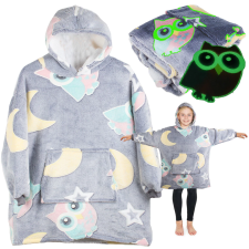 Gyermek világító kapucnis takaró ujjakkal SHINING OWL szürke lakástextília