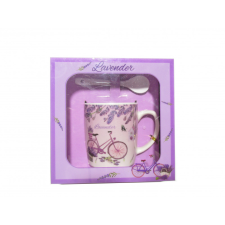 Gyertya &amp; Decor Levendulás bögre kanállal rózsaszín bögrék, csészék