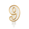 Gyertya & Decor Számgyertya fehér alapon aranyozott színű 9-es
