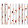 Gyertya & Decor Szívószál fehér-rose gold szívecskés