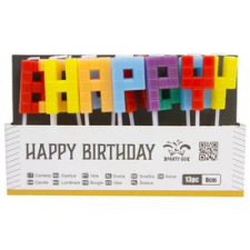  Gyertya szett - happy birthday, színes, 13 db, 8 cm party kellék
