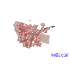  Gyöngyház bogyós pick 14cm - Rózsaszín dekorációs kellék
