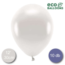 Gyöngyház fehér lufi - metál, 10 darabos - ECO BALLONS party kellék