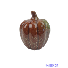  Gyöngyházas kerámia tök hosszúkás - Barna dekorációs kellék