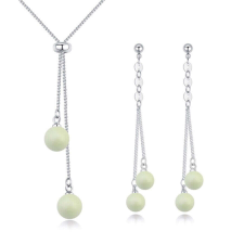 Gyöngyzuhogás - Swarovski gyöngy szett - zöld ékszer szett