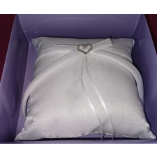  Gyűrűtartó párna, fehér, 17x17 cm, 1 db party kellék