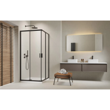 H2O H2O Comfort Black C/D szögletes fekete zuhanykabin 90x90 átlátszó kád, zuhanykabin
