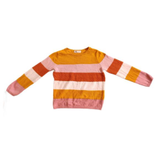  H&M barna és rózsaszín csíkos kislány pulóver (méret: 110/116)