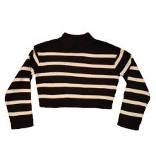  H&amp;M fekete-fehér csíkos lány pulóver (méret: 146/152) gyerek pulóver, kardigán