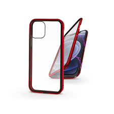 Haffner Apple iPhone 12/12 Pro mágneses, 2 részes hátlap előlapi üveggel - Magneto 360 - piros tok és táska