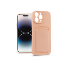 Haffner Apple iPhone 14 Pro szilikon hátlap kártyatartóval - Card Case - rózsaszín tok és táska